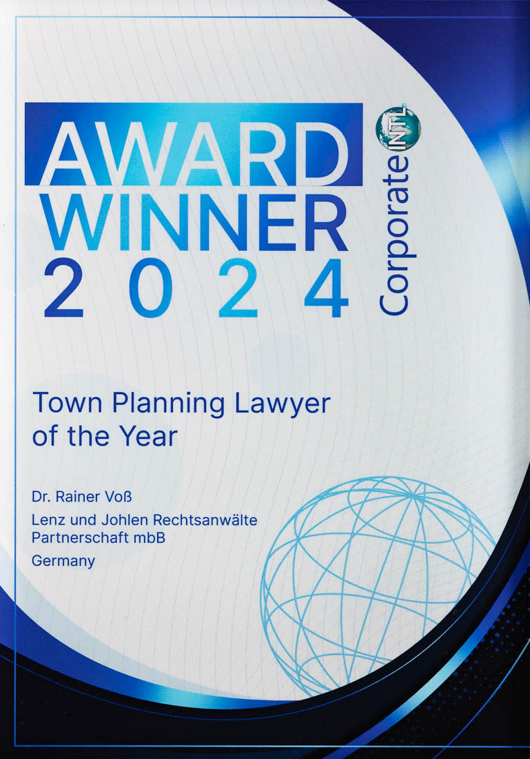 Auszeichnung Rainer Voß Town planning Lawyer